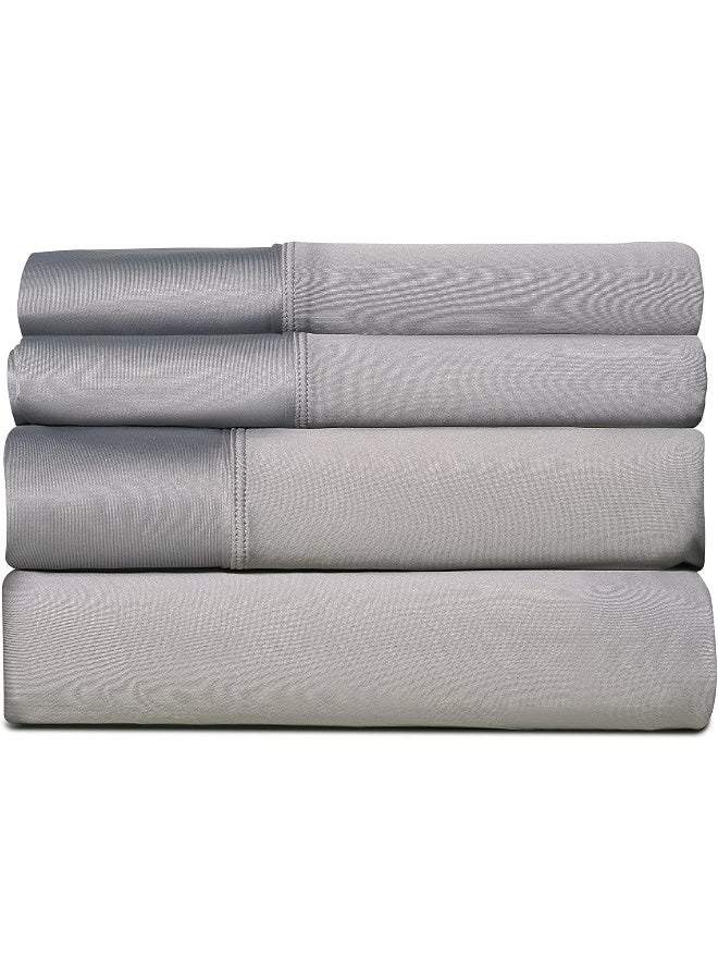 SHEEX - Active Comfort Cooling Sheets Set (King/California King) Pewter - Moisture Wicking - 1 Flat Cooling Sheet, 1 Fitted Cooling Sheet, 2 Cooling Pillow Covers - Wrinkle Free - Sleep Aid - Image 1